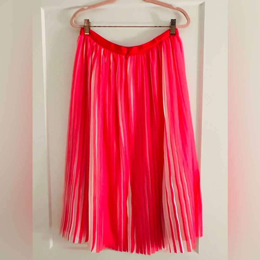 J. Crew Pleated Midi Skirt in Peekaboo Stripe size 4 pink - Picture 5 of 5